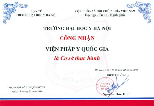 Viện Pháp y quốc gia được công nhận là Cơ sở thực hành của Trường Đại học Y Hà Nội